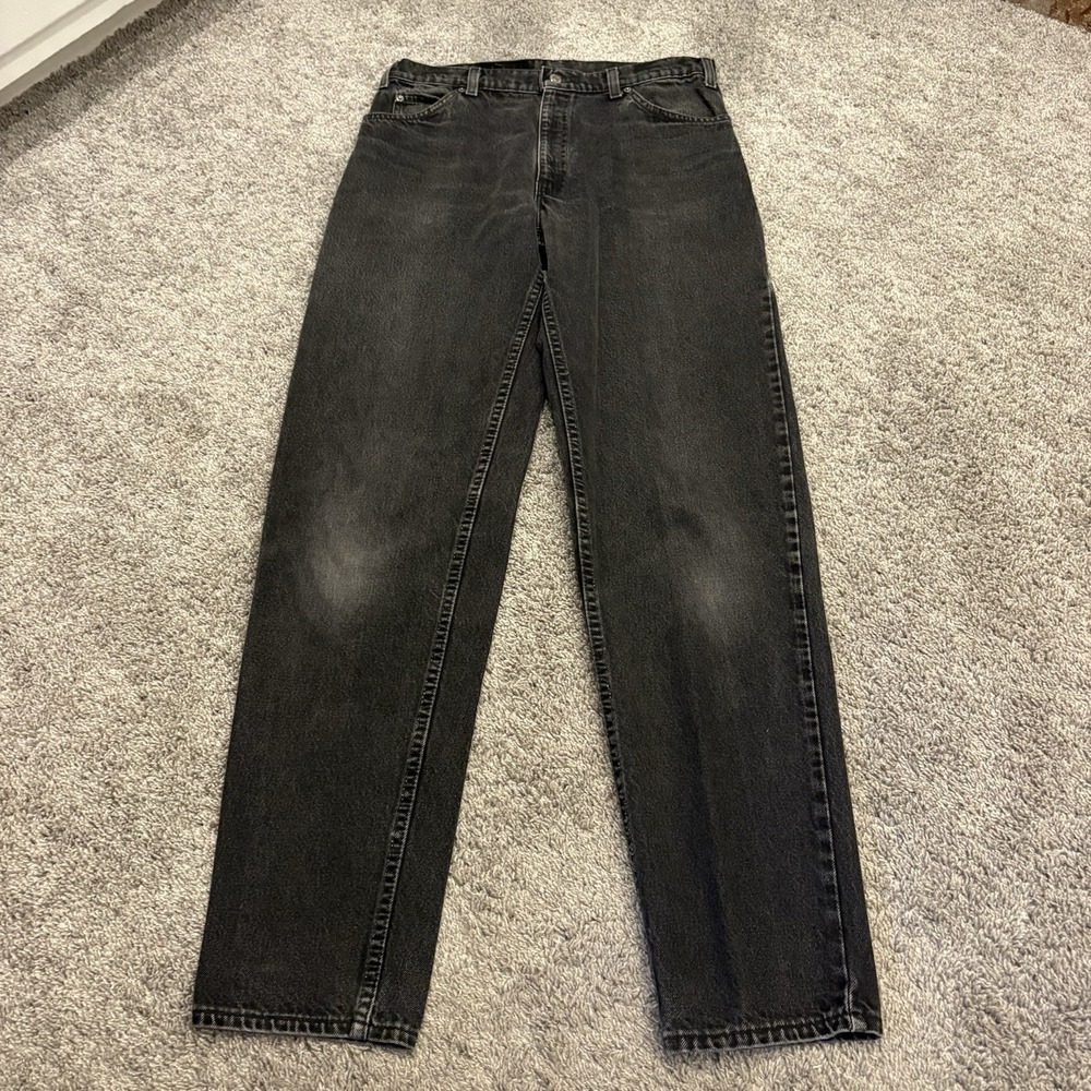 Vintage Levis 550 Black Tab Black Jeans 33x35 Regular Taper USA Made 80s Paper
